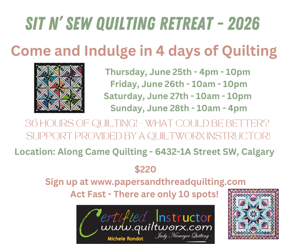 Weekend Quiltworx Sit N' Sew Quilting Retreat - June 25th - June 28th 2026
